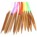 18 Pairs Multicolor Carbonized Bamboo Circular Tube Knitting Needles