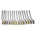 14 Pack Stainless Steel and Brass Curved Handle Wire Bristle Brush