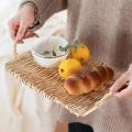 Handwoven Rattan Fruit Tray Storage Tray Wooden Round Basket-square