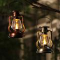 2x Retro Solar Hanging Candle Oil Lamp Garden Yard Lighting-gold