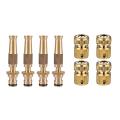 4 Pc Brass Hose Connector Hose End Quick Connect Fitting 1/2 Inch
