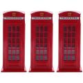 3x Metal Red London Telephone Booth Bank Coin Bank 140x60x60mm