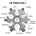 19-in-1 Snowflake Multi Tool,stainless Steel Keychain Screwdriver