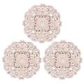 3x Woodcarving Furniture Decoration Round Applique Flower 12x12x2cm