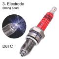 4 Pcs 3-electrode Spark Plug D8tc for 125cc 150cc 200cc 250cc
