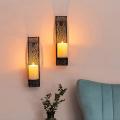 2x Wall-mount Pillar Candles Holders for Room Decoration Candle Stand