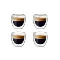 4pcs 80ml Double Wall Glass Cup Transparent Handmade Heat Resistant