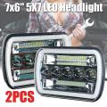 1 Pair 7x6inch Led Headlight Drl for Jeep Cherokee Wrangler Xj Yj