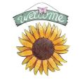 Metal Sunflower Outside Hand-painted Welcome Plaque for Front Door