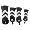 4 Pieces Waterproof Pu Leather Golf Head Cover Protector,black