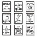 9 Pcs Bathroom Art Decor,funny Vintage Sign Posters for Wall Restroom