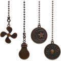 4pcs Ceiling Fan Pulls, Fan Pull Chain Set with Connector,red Copper