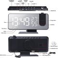 Digital Alarm Clock with Fm Radio Led Mirror Screen Alarm Clock-black