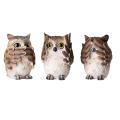3pcs Polyresin Owl Figurines with Different Gestures,for Home