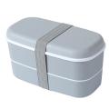 Microwavable 2 Layer Lunch Box with Compartments Leakproof Box Gray