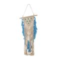 Hand Knotted Macrame Wall Art Cotton Bohemian Tapestry with Tassel
