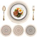 Set Of 2 Breakfast Placemats Round Placemats Non-slip Black
