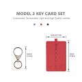 Key Card Holder for Tesla Model 3, Light Leather with Keychain Red