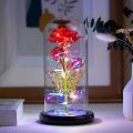 Glass Rose,eternal Flower Light Up for Night Bedroom Decor Gold