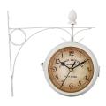 Iron Round Wall Hanging Double Sided Retro Station Clock Home Decor