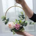 Floral Hoop Wreath Garland Artificial Rose for Nursery Decor, Round