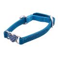 Heart Charm Cat Collar Adjustable Velvet Collar Pet with Bell S Blue