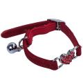 Heart Charm Cat Collar Adjustable Velvet Collar Pet with Bell S Red