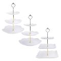 3 Pack 3 Tiers White Cupcake Stand Dessert Plates Stand Tiered Trays