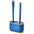 Wall-mounted 3 In 1 Long Handle Toilet Brush Holders Set Blue