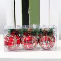 Christmas Tree Red Plaid Painted Hanging Balls for Gift Home Decor-a