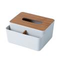 Storage Organizer Box with Wooden Lid for Tissue Paper Makeup Box-a