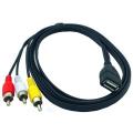 1.5m Usb A Female to 3 Rca Phono Av Cable Aux Audio Video Adapter