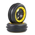 2pcs Front Wheels Tires for 1/5 Hpi Rovan Rofun Km Baja 5b Rc,yellow