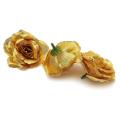 Artificial Flowers Silk Rose Flower Heads,50pcs for Hat (gold)