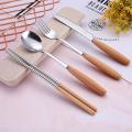 Utensils Set with Case-4 Pieces Wood Handle Set Stainless Steel