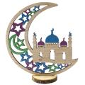 4pcs Wooden Handicraft Ornaments Eid Al-fitr Festival Moon Desktop