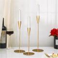 Metal High Cone Candle Holder Table Center Decoration-3 Piece Gold