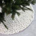 Five-pointed Star Christmas Tree Skirt Printed Decoration (white)