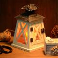 Decorative Candle Lantern Wood Farmhouse - Rustic Distressed Wooden
