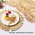 Round Woven Placemat for Dining Table,rattan Tablemat for Table Mat