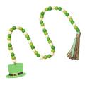 St. Patrick's Day Wood Beads Garland, Rustic Tassels Farmhouse, A