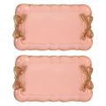 2x European Style Bow Cake Storage Trays Square Tray 12x20cm Pink