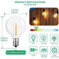 3pcs G40 Led Light Bulbs, E12 Screw Base for Solar String Lights