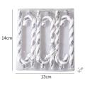 6pcs Christmas Tree Decoration Plastic Candy Cane Pendant, Silver