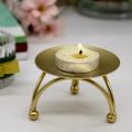 Candlestick Iron Candle Holders Retro Round Table Golden 2pcs