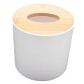 Round White Home Room Car Hotel Tissue Box Wooden Cover Paper Case