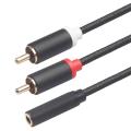 3.5mm Stereo Audio Female Jack to 2 Rca Male Adapter Cable-black