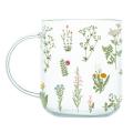 Grass Pattern Borosilicate Glass Milk Coffee Cup Drinkware Gift B