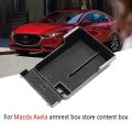 Car Central Armrest Storage Box Fit for Mazda 3 Axela 2020 Black