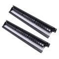2x 19in 1u 24 Port Straight-through Cat6a Patch Panel Adapter Frame